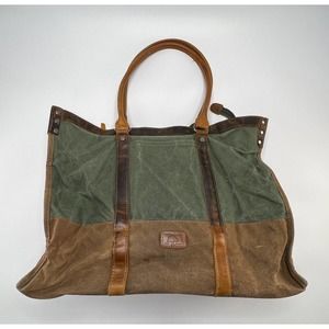 TSD Brand Turtle Ridge Canvas Tote Satchel Crossbody Bag Waxed Canvas Green